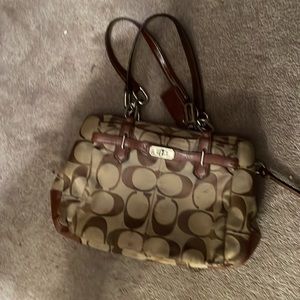 Brown coach women handbag